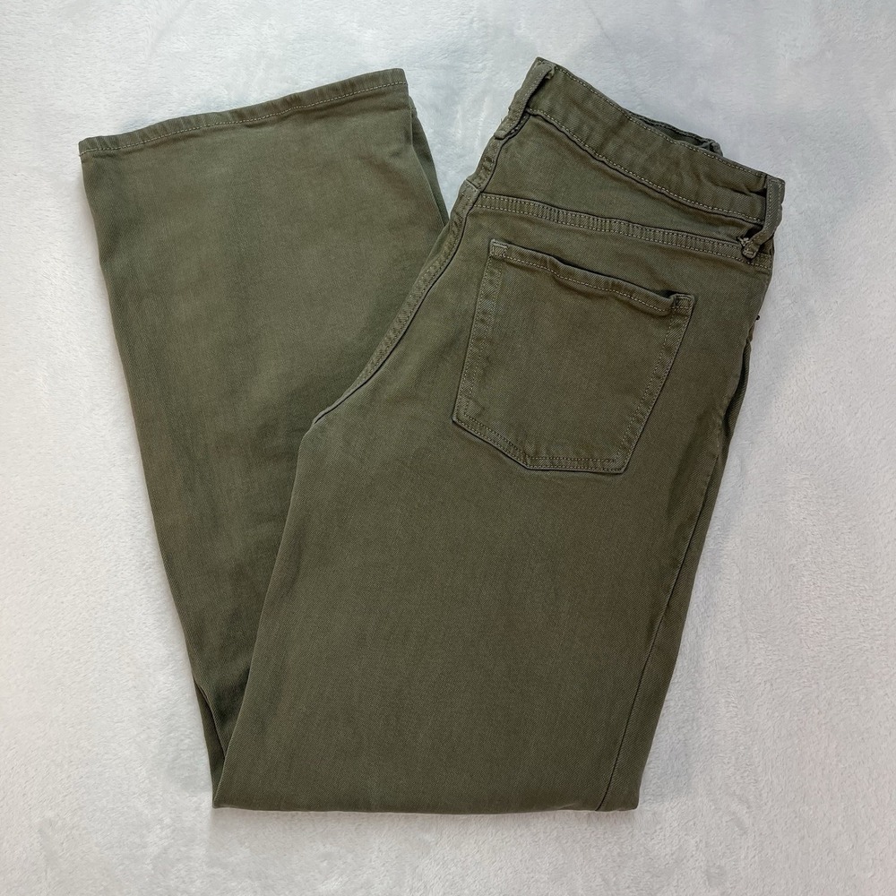 Old Navy Xtra Hi-Rise Sky-Hi Wide Leg Jeans Womens 6 Green Secret-Smooth Pockets
